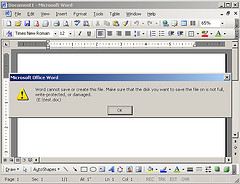 disk full error message