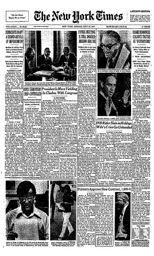 New York Times front page from July 29th, 1974