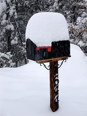 Snow-covered mailbox