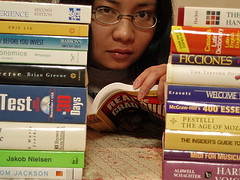 stacks of textbooks