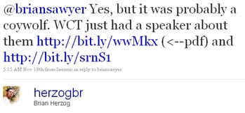 @briansawyer Yes, but it was probably a coywolf. WCT just had a speaker about them http://bit.ly/wwMkx (<--pdf) and http://bit.ly/srnS1