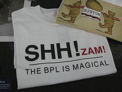 SHH!zam! shirt from the Boston Public Library