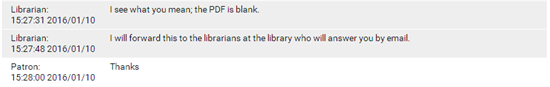 Chat librarian saying the PDF is blank for her too
