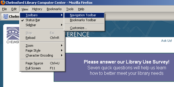 Firefox Toolbar menus