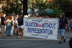 Taxation without Representation in DC parade sign