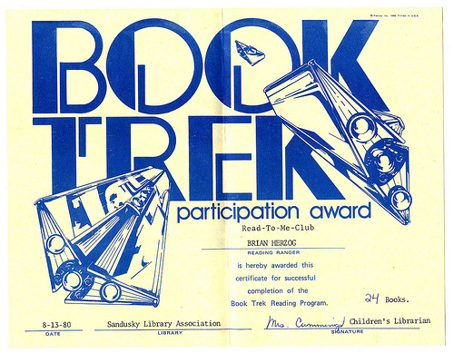 Summer Reading Certificate 1980