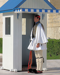 Evzone soldier at the Greek Tomb of the Unknown Soldier