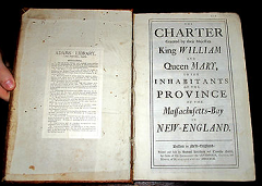 Ebay listing for 1743 MASSACHUSETTS Bay COLONIAL Laws CHARTER American ADULTERY Leather BOSTON