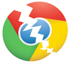 Chrome logo cracked